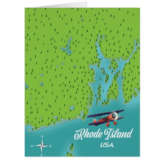 Rhode Island USA map Cards (Front)