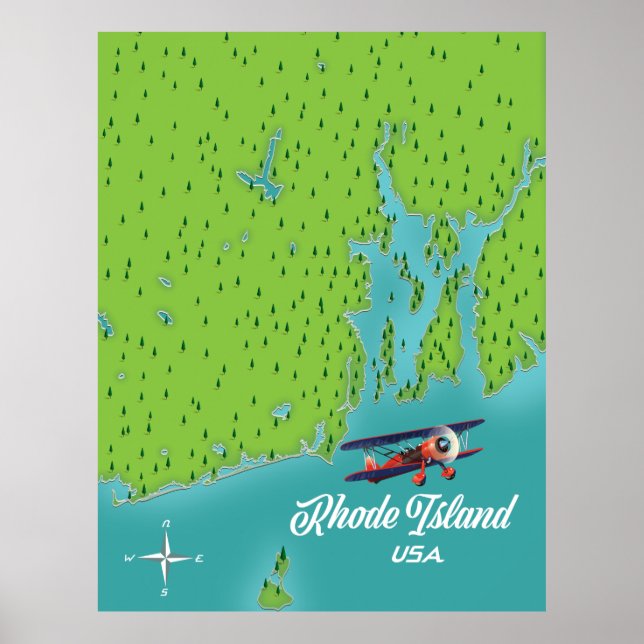 Rhode Island USA map Poster (Front)