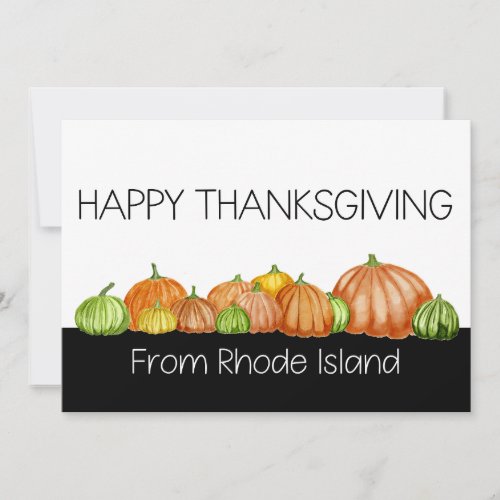 Rhode Island Watercolor pumpkins Thanksgiving Card