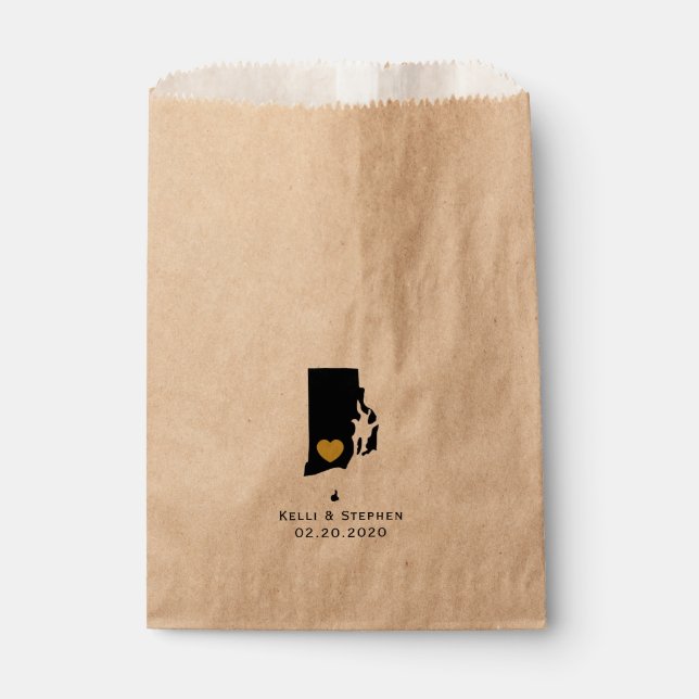 Rhode Island Wedding Favor Treat Sacks, Gift Bags (Front)