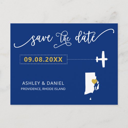 Rhode Island Wedding Save the Date Map Postcard