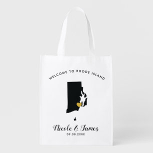 Rhode Island Wedding Welcome Bag, Black and Gold Grocery Bag