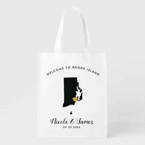 Rhode Island Wedding Welcome Bag Black and Gold Grocery Bag