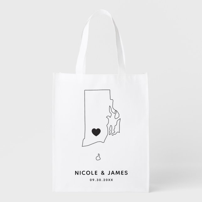 Rhode Island Wedding Welcome Bag Map Tote (Front)