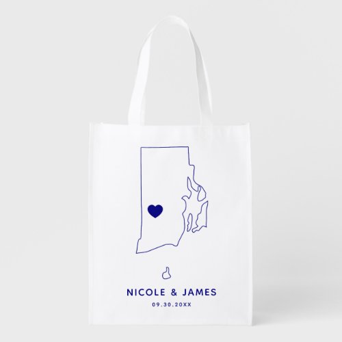 Rhode Island Wedding Welcome Bag Navy Map Tote