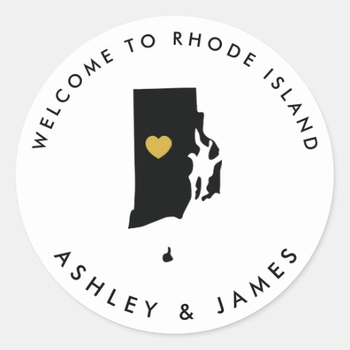 Rhode Island Wedding Welcome Sticker Tag Gold