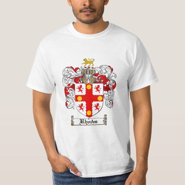 Rhodes Family Crest - Rhodes Coat of Arms T-Shirt (Front)