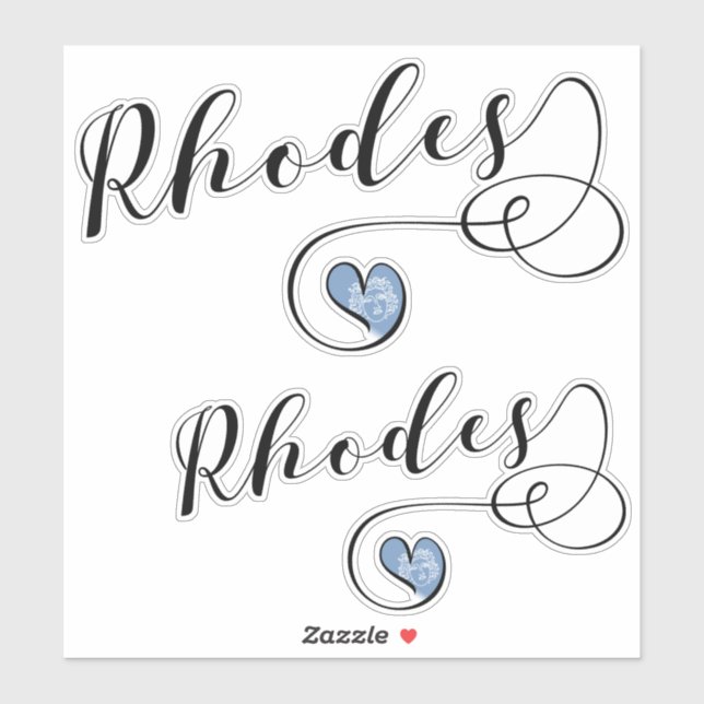 Rhodes Flag In Heart, Greece Sticker (Sheet)