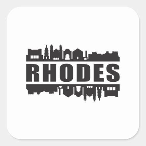 Rhodes Greece City Skyline Cityscape Trip Gift Square Sticker