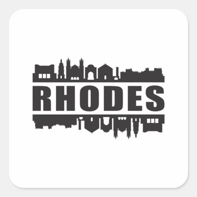 Rhodes Greece City Skyline Cityscape Trip Gift Square Sticker (Front)