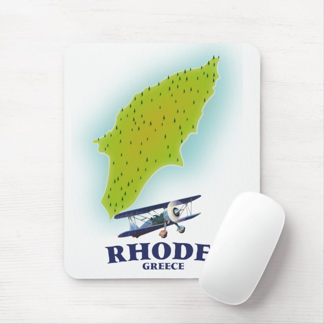 Rhodes, Greece island map travel poster. Mouse Pad (With Mouse)