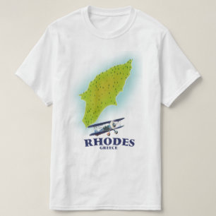Rhodes, Greece island map travel poster. T-Shirt