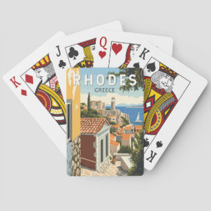 Rhodes Greece Old Town Travel Art Vintage Poker Cards