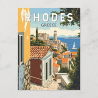 Rhodes Greece Old Town Travel Art Vintage