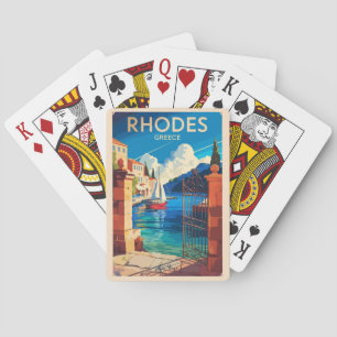 Rhodes Greece Travel Art Vintage Poker Cards