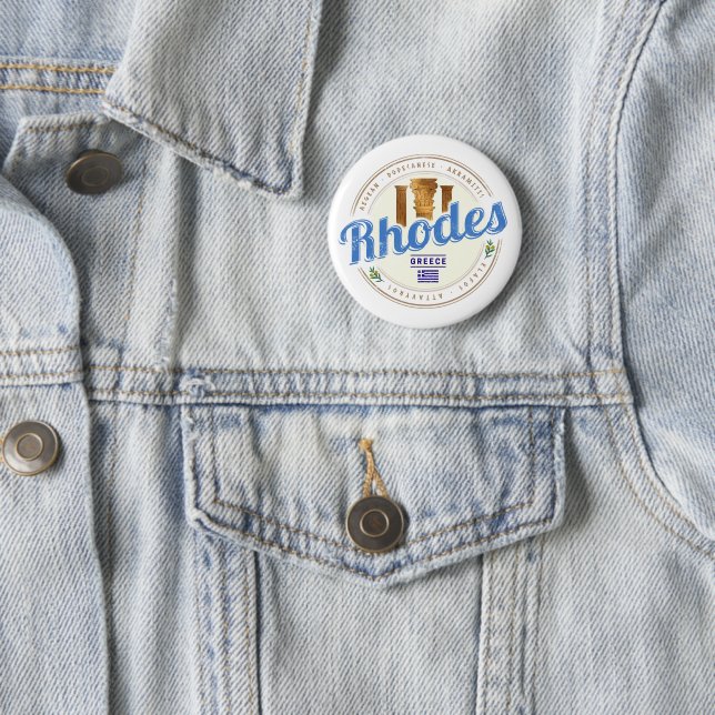 Rhodes Greece Vintage Island Aegean Souvenir Button (In Situ)