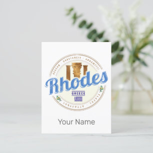 Rhodes Greece Vintage Island Aegean Souvenir Holiday Postcard