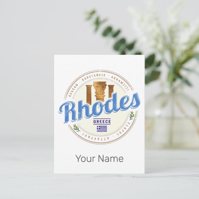 Rhodes Greece Vintage Island Aegean Souvenir Holiday Postcard (Standing Front)