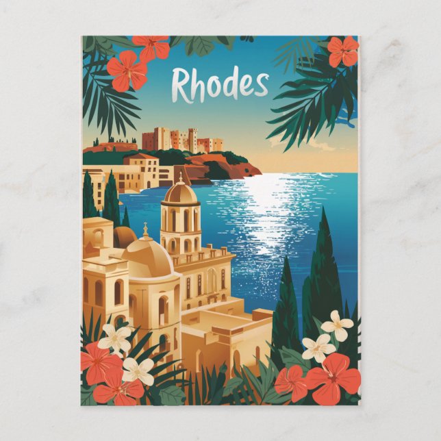 Rhodes Greece vintage Postcard (Front)