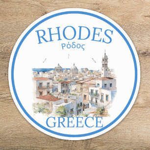 Rhodes Greece Watercolor – Greek Island Travel Sticker
