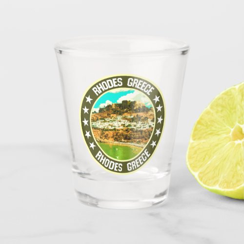 Rhodes                                             shot glass