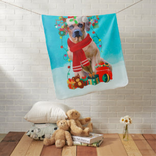 Rhodesian Rdgeback in snow with Christmas gifts Baby Blanket
