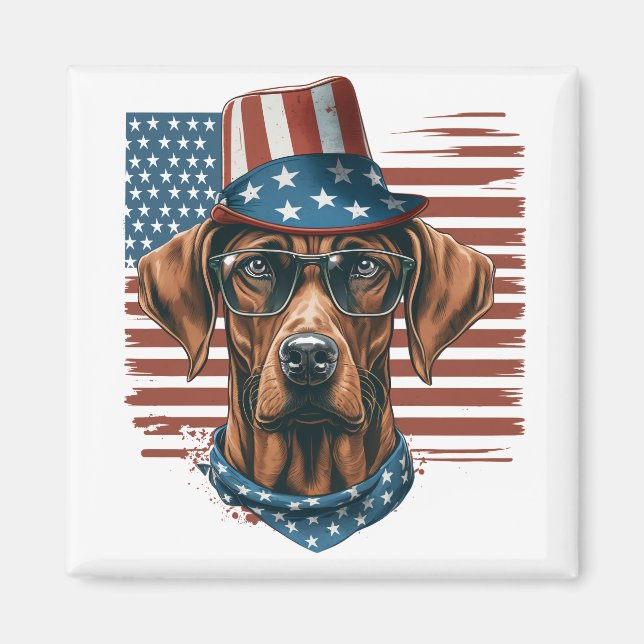  Rhodesian Ridgeback 4th of July Patriotic Magnet (Front)