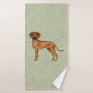 Rhodesian Ridgeback African Lion Dog Breed Green Bath Towel Set