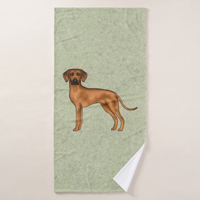 Rhodesian Ridgeback African Lion Dog Breed Green Bath Towel Set (Bath Towel)