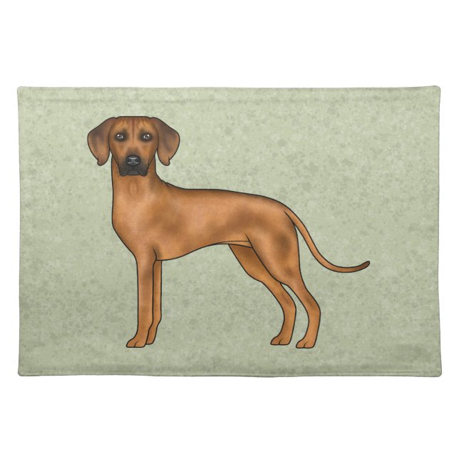 Rhodesian Ridgeback African Lion Dog Breed Green Cloth Placemat (Front)