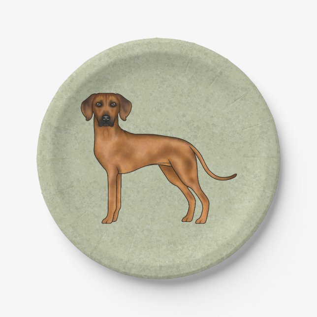 Rhodesian Ridgeback African Lion Dog Breed Green Paper Plates (Front)