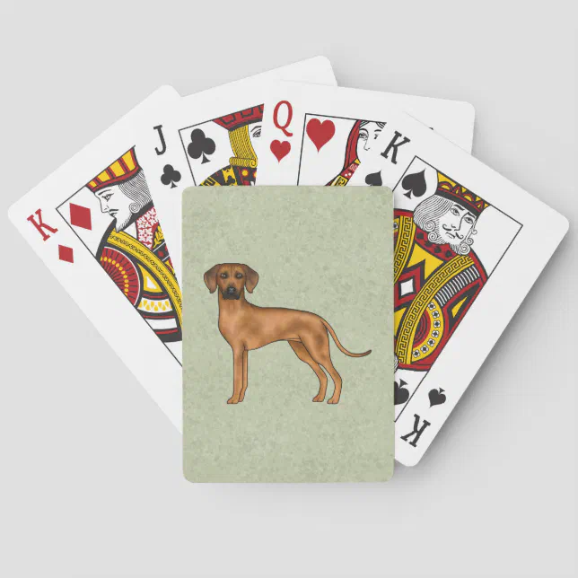 Rhodesian Ridgeback African Lion Dog Breed Green Poker Cards | Zazzle
