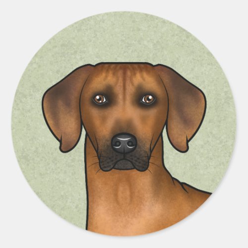 Rhodesian Ridgeback African Lion Dog Head Green Classic Round Sticker