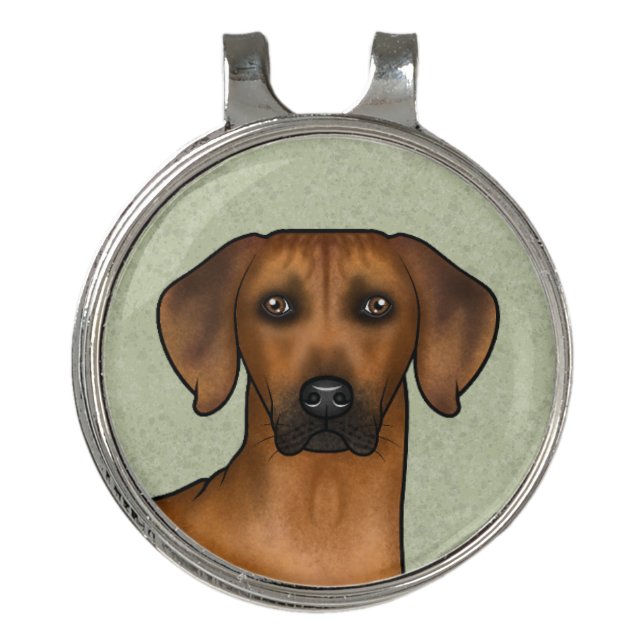 Rhodesian Ridgeback African Lion Dog Head Green Golf Hat Clip (Front)