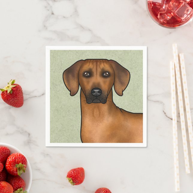 Rhodesian Ridgeback African Lion Dog Head Green Napkins (Insitu)