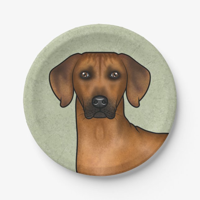 Rhodesian Ridgeback African Lion Dog Head Green Paper Plates (Front)