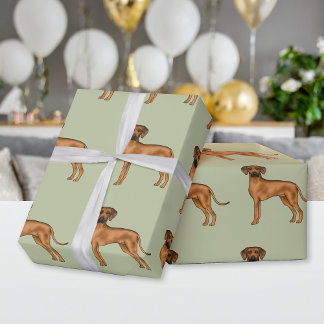 Rhodesian Ridgeback African Lion Dog Pattern Green Wrapping Paper