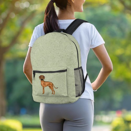 Rhodesian Ridgeback African Lionhound Dog Green Printed Backpack