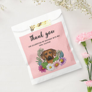 Rhodesian Ridgeback And Flowers Birthday Thank You Favor Bag