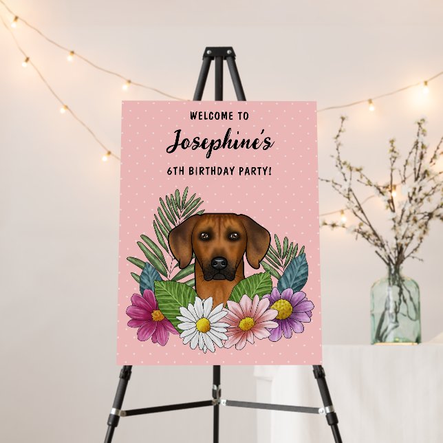 Rhodesian Ridgeback And Flowers Birthday Welcome Foam Board (In Situ (Stand))