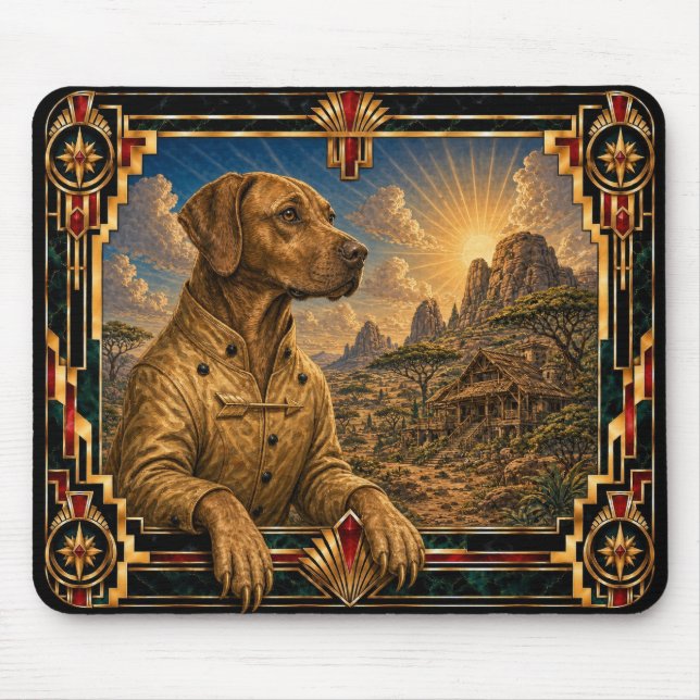 Rhodesian Ridgeback, Art Deco Dog Mouse Pad (Front)
