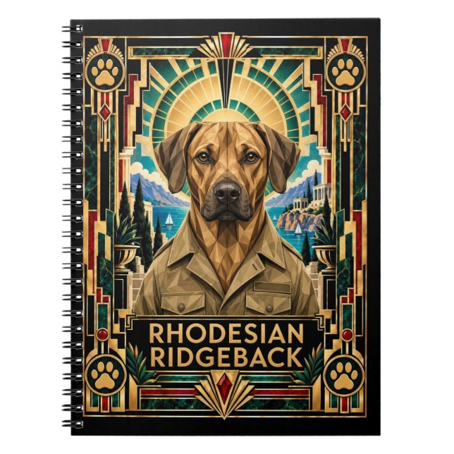 Rhodesian Ridgeback, Art Deco Dog Notebook (Front)