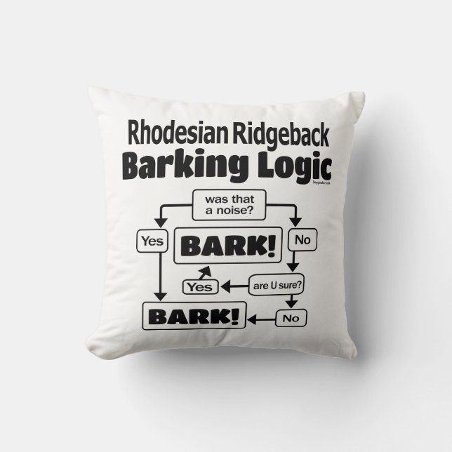 Rhodesian Ridgeback Barking Logic Throw Pillow (Front)