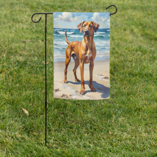 Rhodesian Ridgeback Beach Dog Art Garden Flag