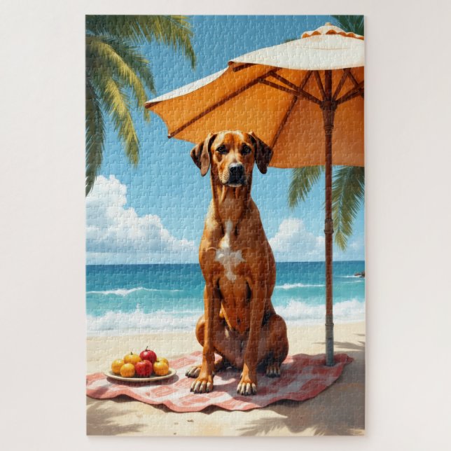 Rhodesian Ridgeback Beach Scene Jigsaw Puzzle (Vertical)