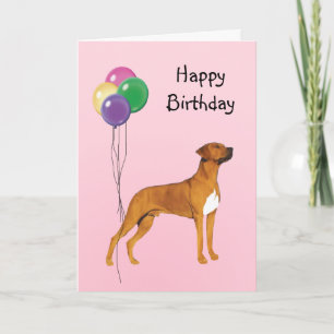 Rhodesian Ridgeback, Birthday Balloons Card