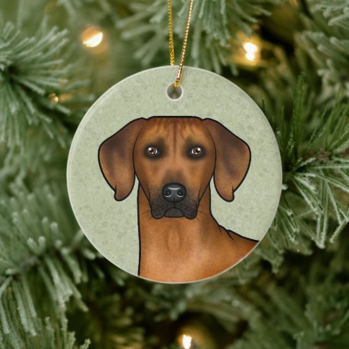 Rhodesian Ridgeback Brown African Lion Dog Head Ceramic Ornament