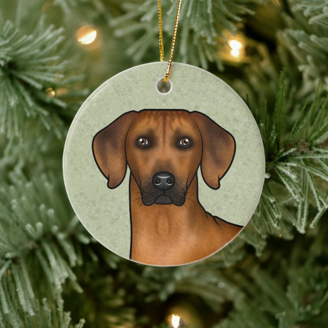 Rhodesian Ridgeback Brown African Lion Dog Head Ceramic Ornament (Tree)