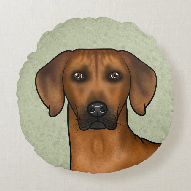 Rhodesian Ridgeback Brown African Lion Dog Head Round Pillow (Front)