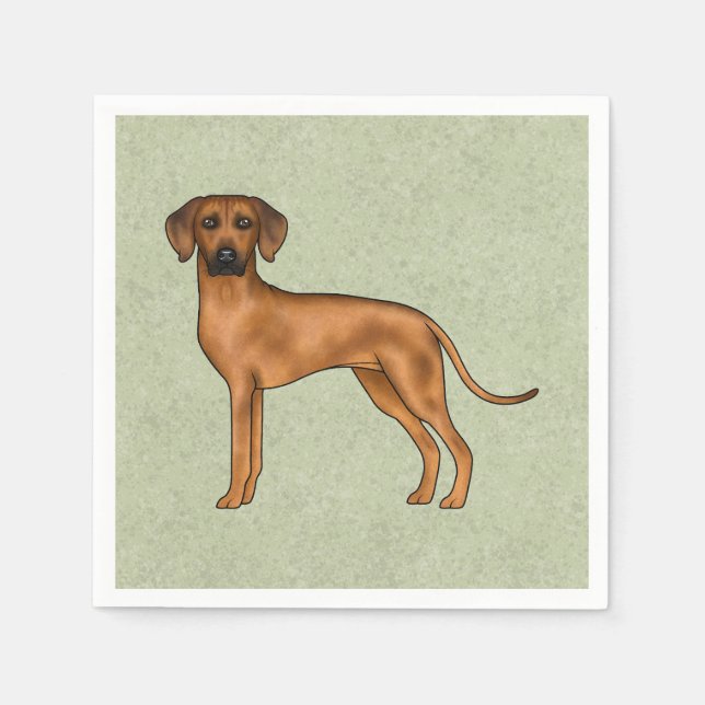 Rhodesian Ridgeback Brown Cartoon Lion Dog Green Napkins (Front)